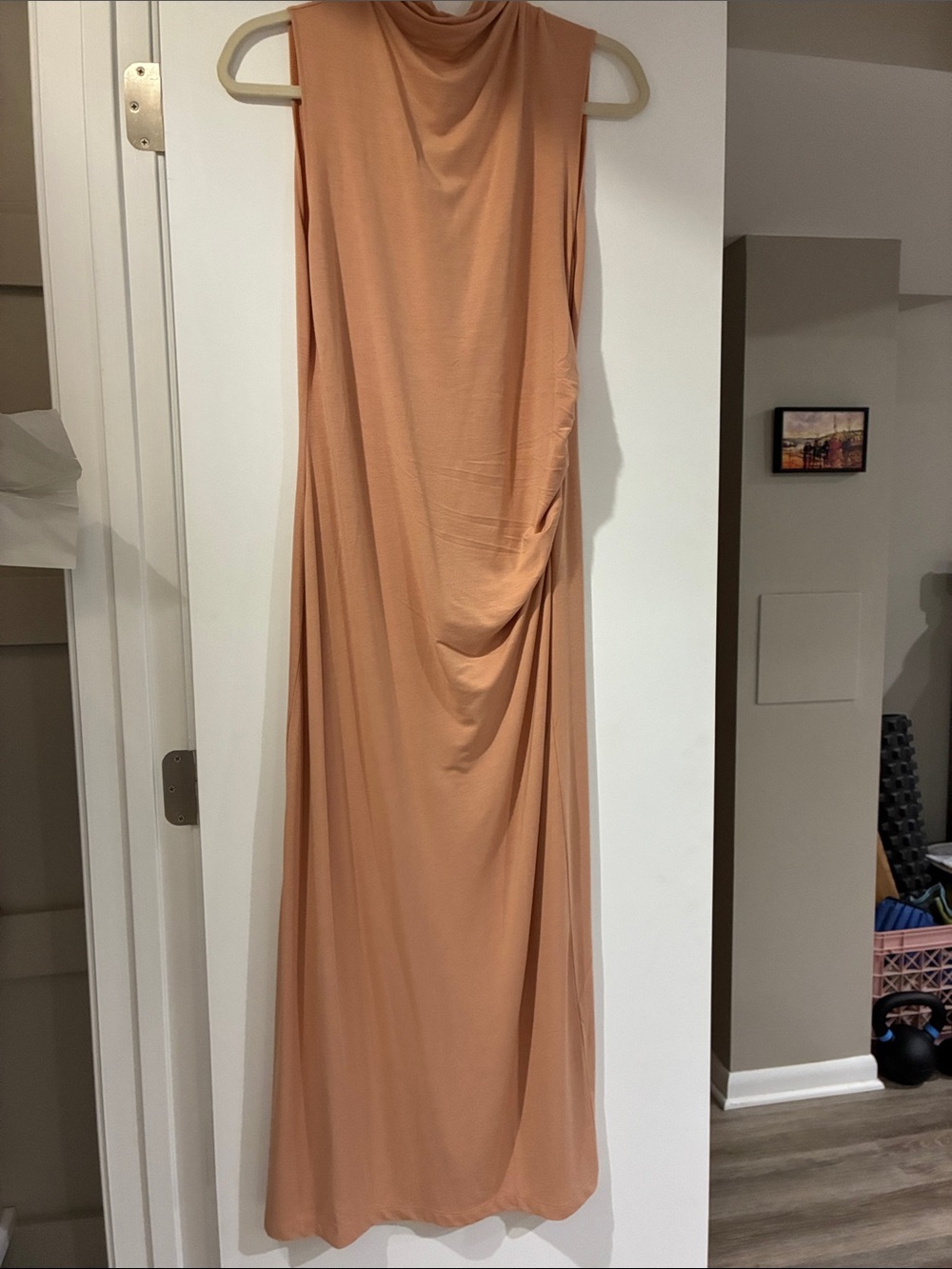Vince Peach Sleeveless Draped Maxi Gown